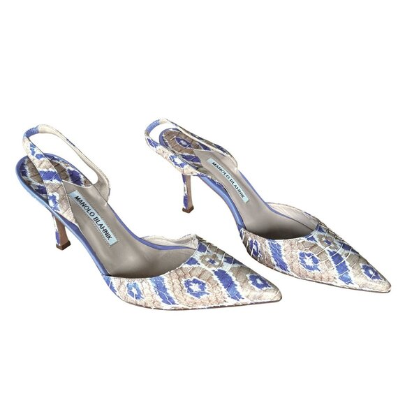 Manolo Blahnik Shoes - Manolo Blahnik Carolyne 90 Python Pumps Patchwork Purple Size EU 39 US 9